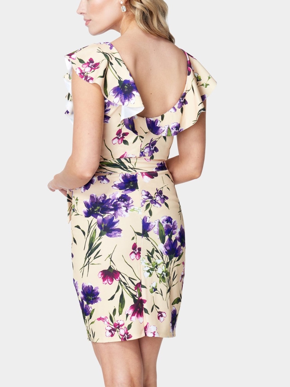 Printed Ruffle Sleeve Scuba Dress Size Large NWT - Picture 2 of 7